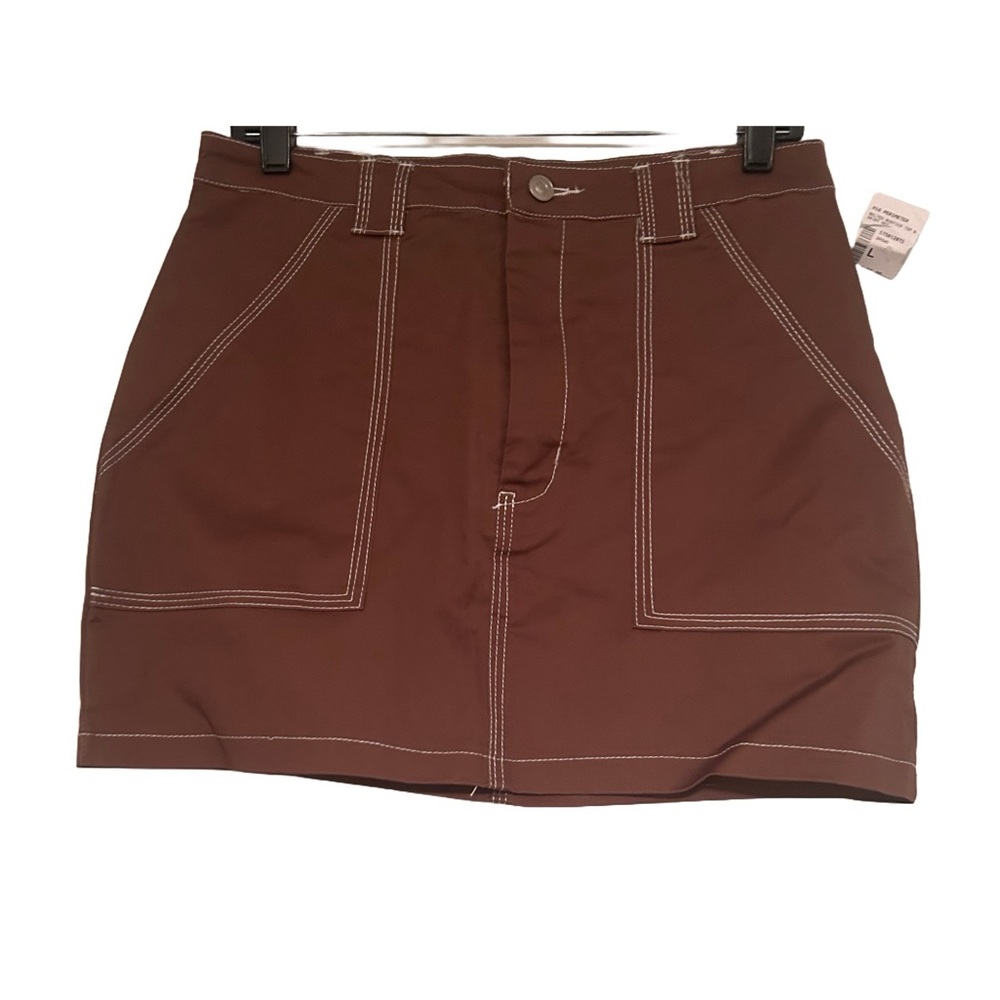 Blanc Clothing burnt orange stitch design denim skirt size medium